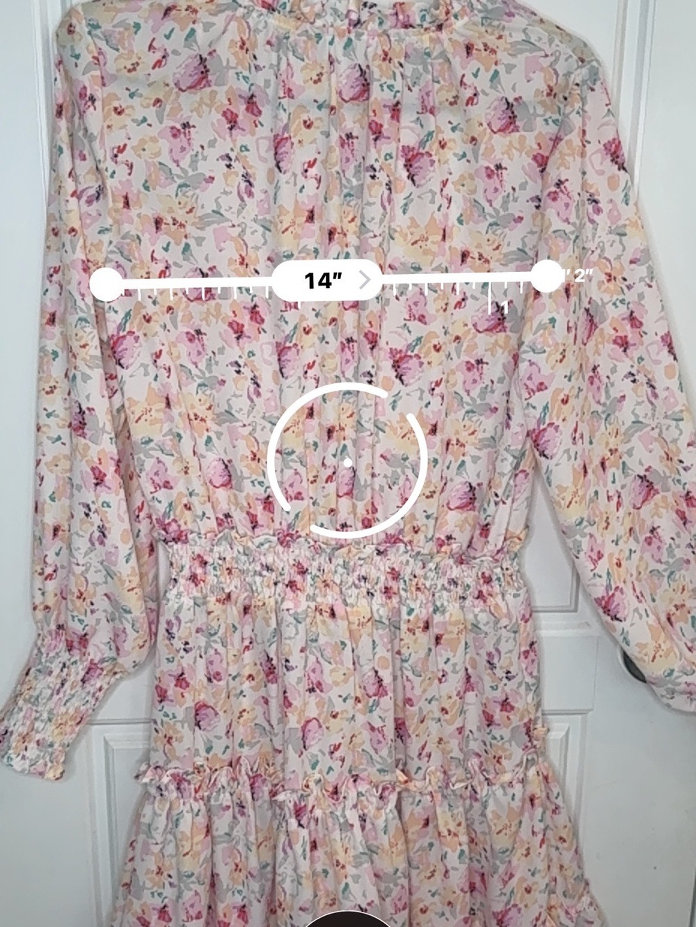 Vanilla Yellow Floral Mini Dress Long Sleeve Mock Neck Cream - Picture 10 of 11